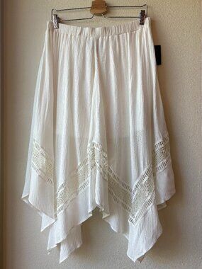 NWT Heart Soul White Lace Handkerchief Midi Skirt Boho Chic Sz XL Cowgirl Summer